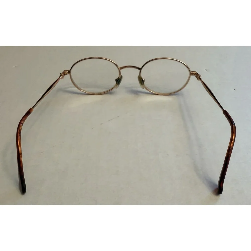 Gucci Vintage GG 1270 RZ8 Brown Tortoise Gold Circular Oval Eyeglass Frames Logo